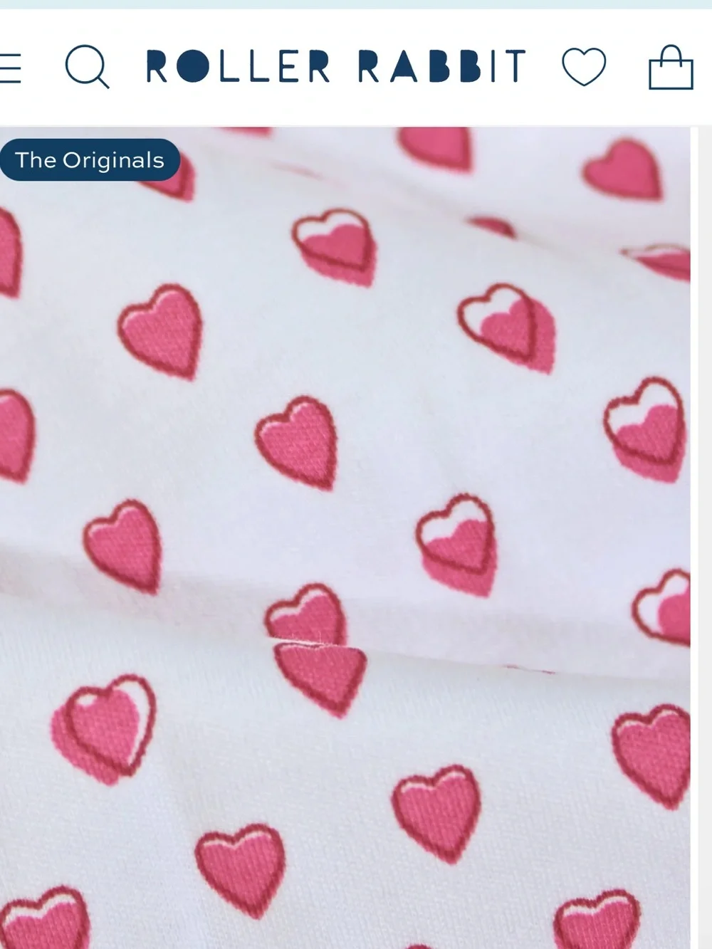 Roller Rabbit - Kids Hearts  Pink and White Long Sleeve Pajama TOP ONLY - 10